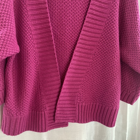 Chico's Open Front Wool Blend Cardigan Sweater Women's 1 Medium Pink 1/2‎ Sleeve - Picture 4 of 7